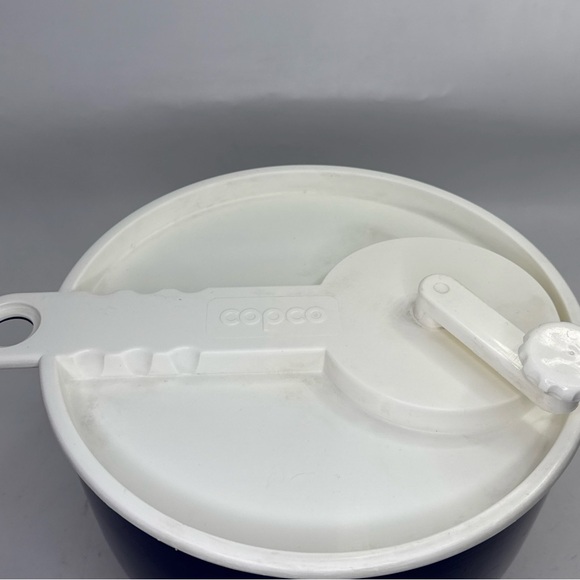 Vintage Copco Large White Salad Spinner Blue Lid Sam Lebowitz Design #604 USA - Picture 2 of 12